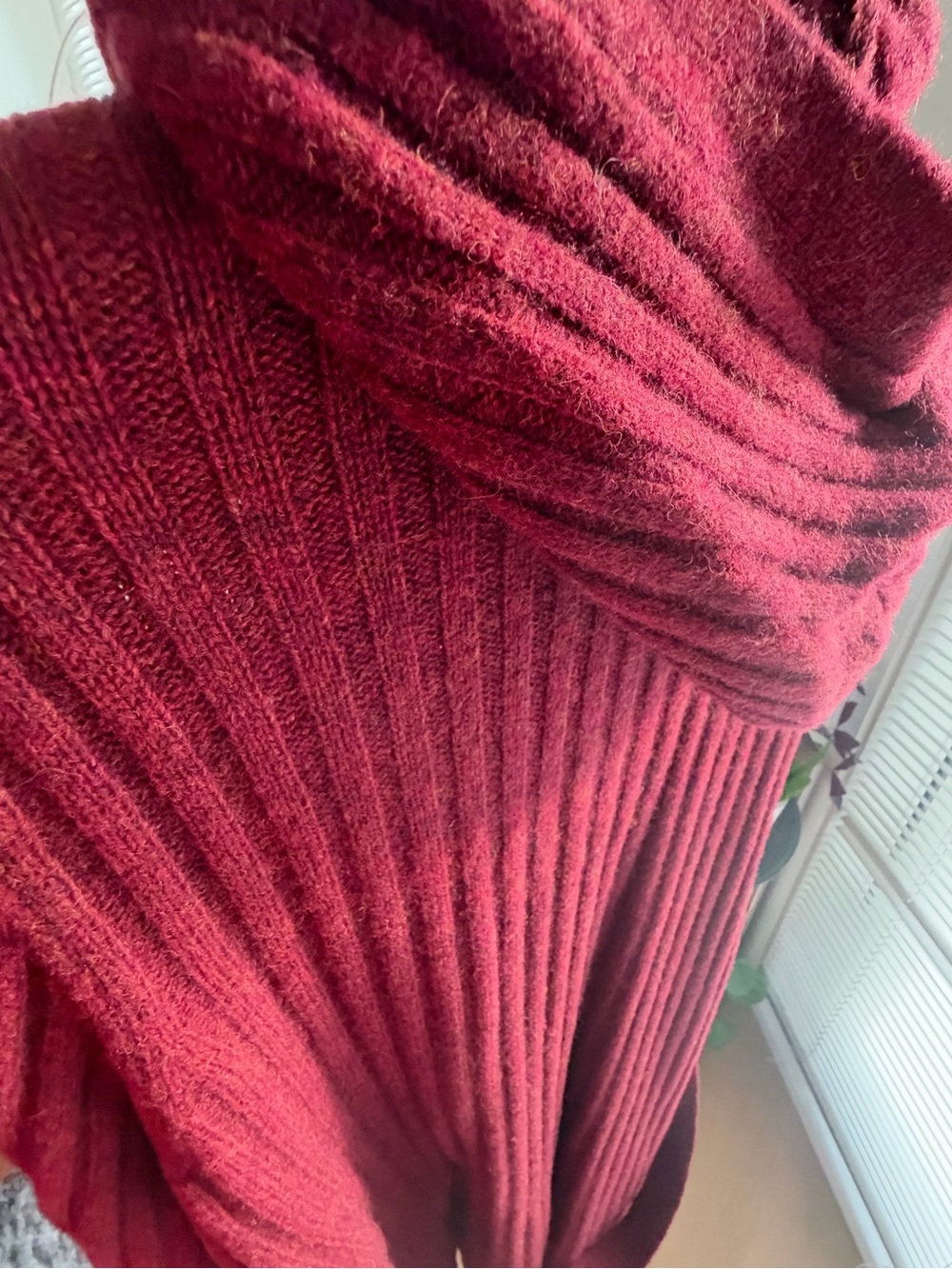 Smart Set Ribbed Hooded Open-Front Cardigan - Wine - Picture 8 of 9